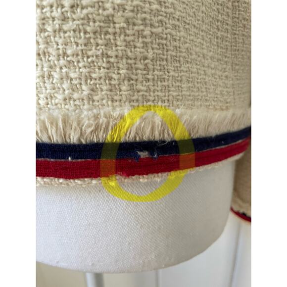 J.Crew Lady Jacket Blazer Tweed Cropped Fringe Fringy White Red Navy Blue Size 6 - Picture 8 of 13